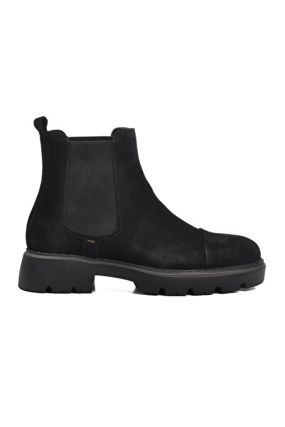 Aspor Black Suede Genuine Leather Men's Chelsea Boots
