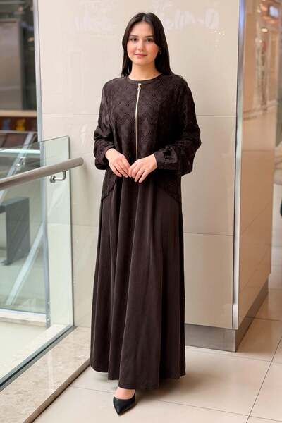 Nuss Zigzag Desenli Bolerolu Kupra Elbise