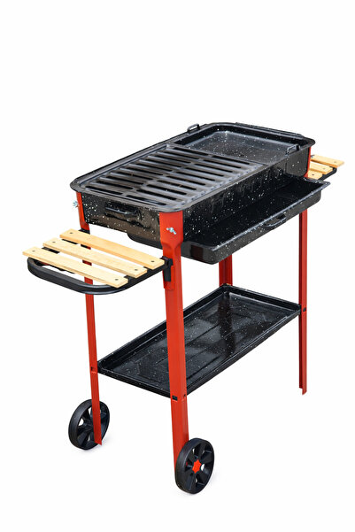 temiz iş Raflı Tekerlekli Mangal Izgara ve Tepsili