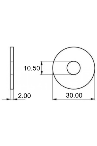 inox Saiba Plata M10x30x2 DIN 9021 - 50buc/cutie