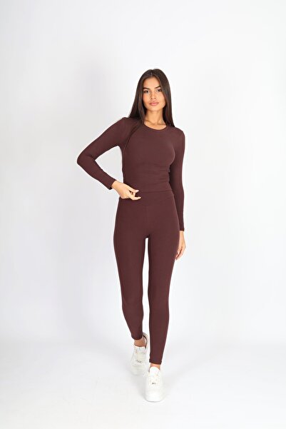 soft&basic Women's Slim Fit Shaping / Sculpting and Stretchy Brown Leggings