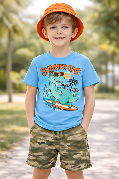 ArtYus Unisex Παιδικό T-Shirt Dinosaur με τύπωμα – Summer Time Surf Με σχέδιο...