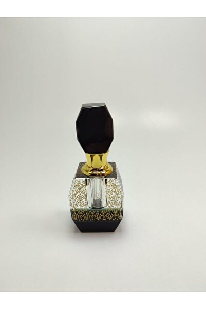 ANADOLU PARFÜM | Mini Boş Cam Seyahat Parfüm Şişesi, Kolay Doldurulabilir, Altın Desenli Siyah, Çubu