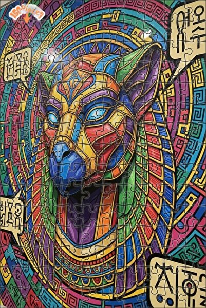 Esranın Dünyası Mystical Egyptian God Anubis Oil Painting Lookalike Double-La...