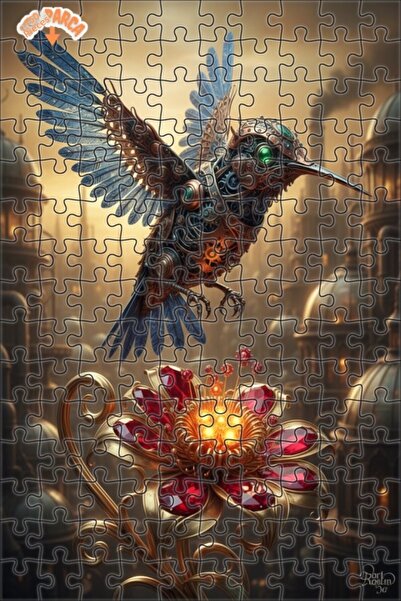 Esranın Dünyası Steam Powered Mechanical Hummingbird Red Gem Flower Double-La...