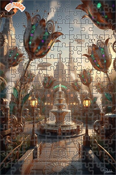 Esranın Dünyası Steam Powered Mechanical Flower City Oil Painting Lookalike D...