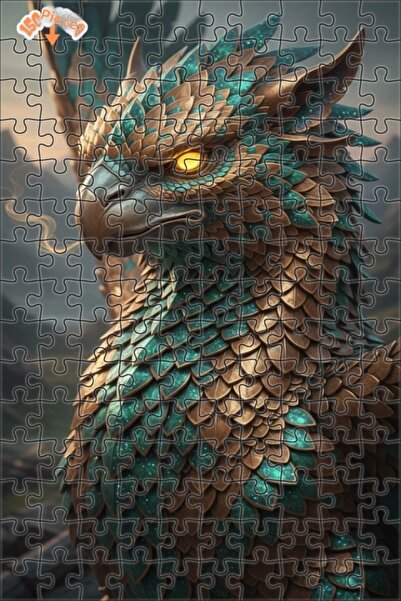 Esranın Dünyası Dragon Bird Art Printed Double-Layer Framed Wooden Puzzle 150...