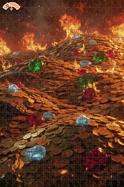 Esranın Dünyası Treasures Inside the Fire Wooden Puzzle with Frame Double-Lay...