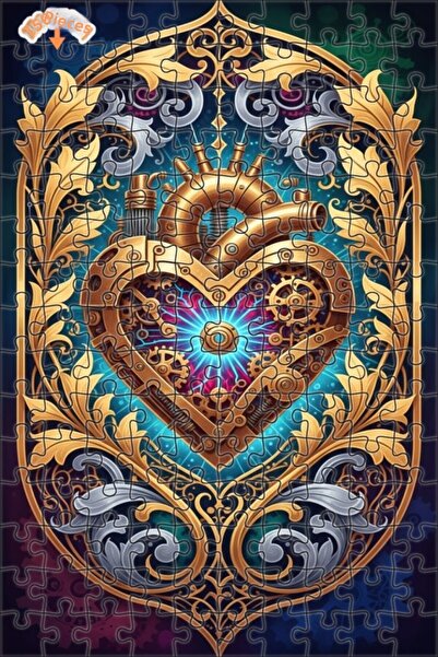 Esranın Dünyası Double-Layer Framed Steampunk Heart Wooden Puzzle 150 Pieces ...