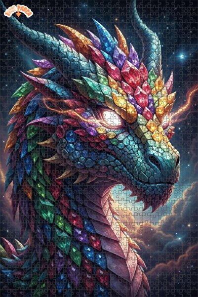 Esranın Dünyası Crystal Dragon Art Double Layer Framed Wooden Puzzle 1000 Pie...