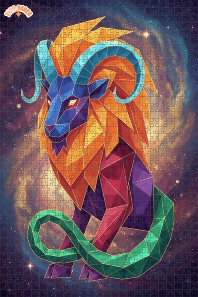 Esranın Dünyası Cosmic Lion Geometric Art Double-Layer Framed Wooden Puzzle 1...