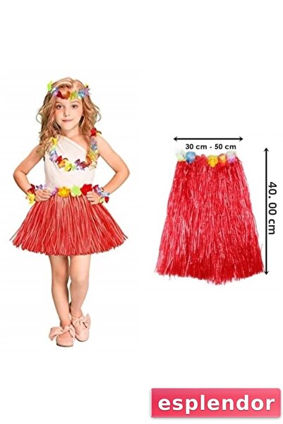 esplendor Hawaiian Hula Skirt Red Color 40 cm