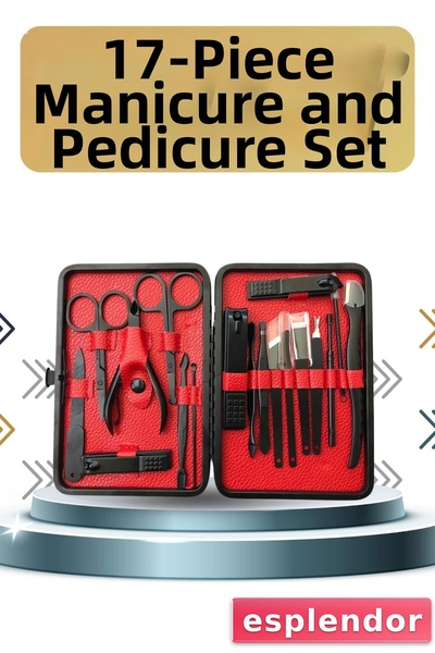 esplendor مجموعة مانيكير وباديكير مكونة من 17 قطعة للعناية بالقدمين ومقص أظاف...