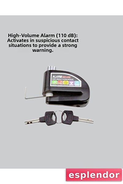 esplendor Disc Brake Alarm Lock 110 Db with Shock Sensor Waterproof