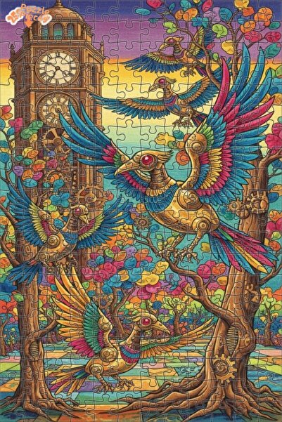 Esranın Dünyası Steampunk Birds Colorful Double-Layer Frame Wooden Puzzle 250...