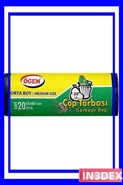 İN3DEX Medium Size Garbage Bags 100 Pieces Black Roll Pack