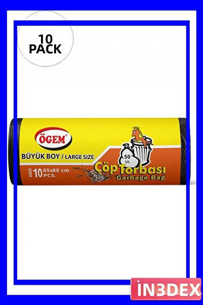 İN3DEX أكياس قمامة سوداء كبيرة الحجم 65×80 سم، عبوة من 100 قطعة