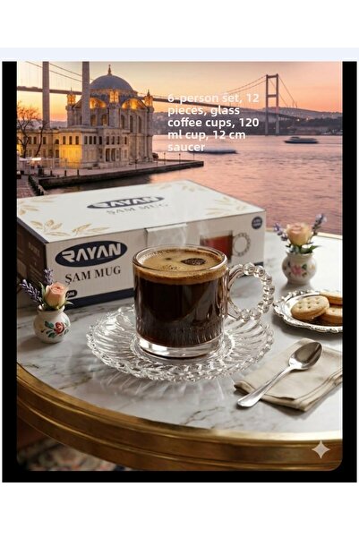 Home طقم فناجين قهوة CAM مرصّع بالخرز يتسع لـ 6 أشخاص، سعة 120 سم مكعب، طول ا...