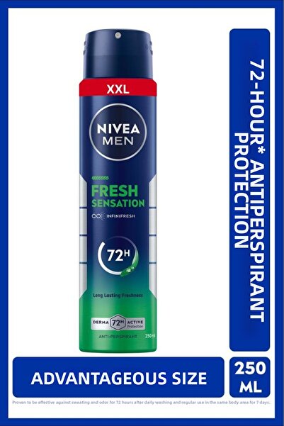 NIVEA BĂRBAȚI Erkek Sprey Deodorant Fresh Sensation 250 ml, 72 Saat Anti-pers...