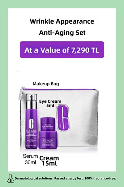 Clinique Kırışıklık Görünümü Karşıtı Set | Ser 30ml, Nemlendirici 15ml, Göz K...
