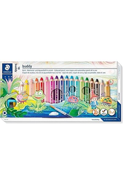 Staedtler Buddy 3 In 1 Jumbo Boya Kalemi (KURU BOYA SULU BOYA PASTEL BOYA) 18...
