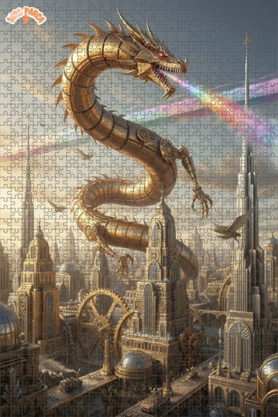 Esranın Dünyası Steam Dragon City Oil Painting Look 1000 Pieces 70X50