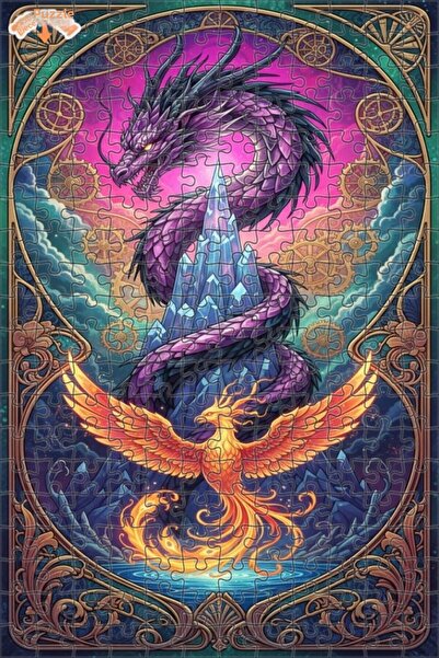 Esranın Dünyası Dragon and Phoenix Double-Layer Framed Wooden Puzzle 250 Piec...