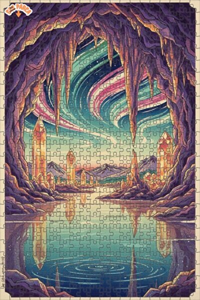 Esranın Dünyası Crystal Cave Wonder Watercolor Look Double-Decker Framed Wood...