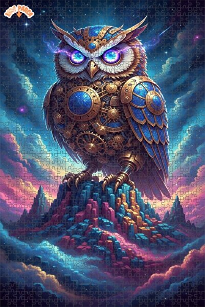 Esranın Dünyası Mechanical Owl Art Double Layer Framed Wooden Puzzle 1000 Pie...