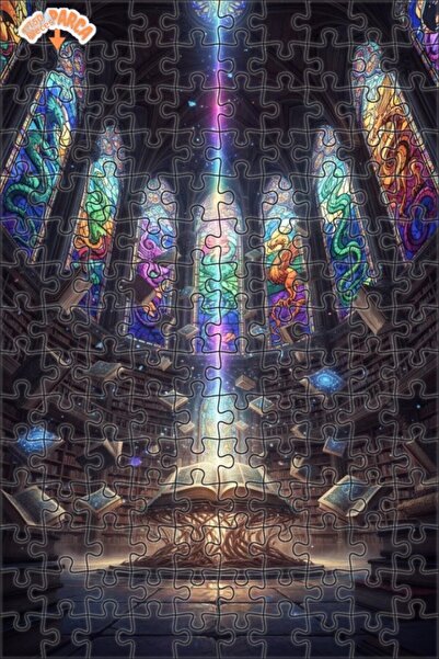 Esranın Dünyası Magical Library Oil Painting Look Double Layer Framed Wooden ...