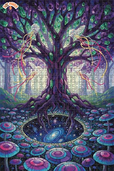 Esranın Dünyası Mysterious Crystal Tree and Galaxy Pit Double-Layer Framed Wo...