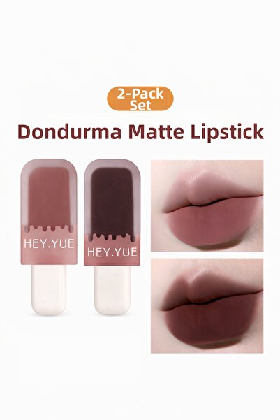 Kozmetik مجموعة أحمر شفاه سائل غير لامع من Hey.Yue مكونة من قطعتين - تصميم ال...