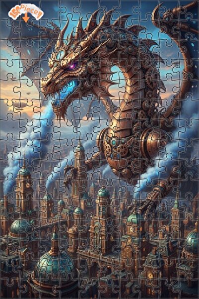 Esranın Dünyası Steam Powered Mechanical Dragon Steampunk Art Double-Layer Fr...