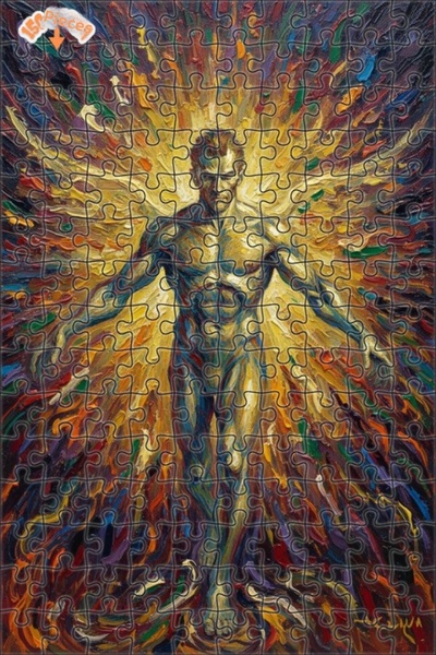 Esranın Dünyası Divine Light Man Oil Painting Lookalike Wooden Puzzle Ç Doubl...