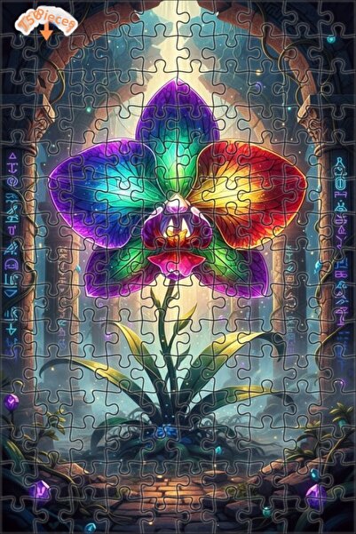 Esranın Dünyası Rainbow Orchid Art Print Double-Layer Framed Wooden Puzzle 15...