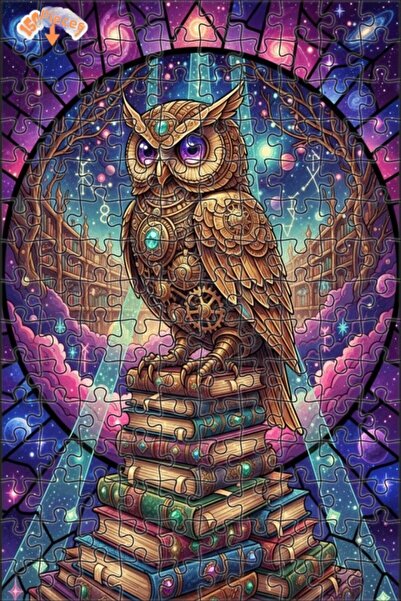 Esranın Dünyası Magical Wisdom Mechanism Owl Oil Painting Lookalike Art Puzzl...