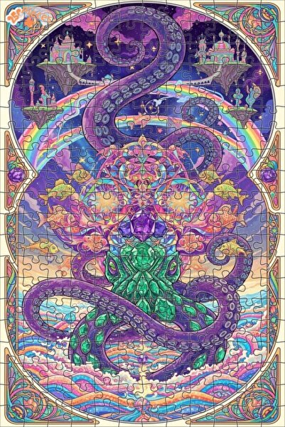 Esranın Dünyası Dream Ships of the Giant Octopus Double-Layer Framed Wooden P...