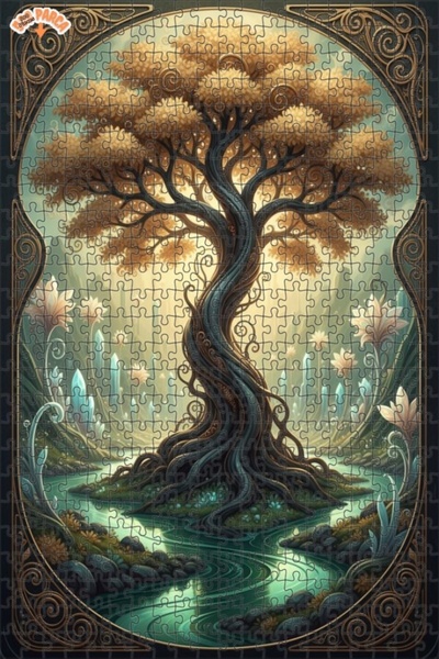 Esranın Dünyası Magical Tree of Life Art Double-Layer Framed Wooden Puzzle 50...