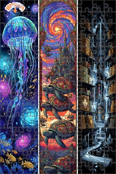 Esranın Dünyası Galactic Jellyfish Oil Painting Lookalike Art Double-Layer Fr...