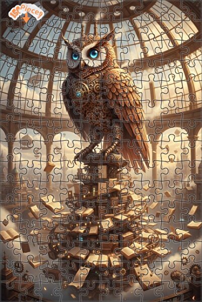 Esranın Dünyası Steam Mechanical Owl Art Double Layer Framed Wooden Puzzle 15...