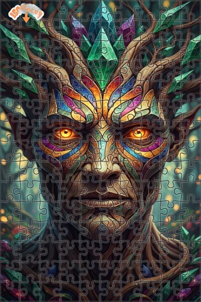 Esranın Dünyası Mystical Forest Crystal Face of the Spirit Oil Painting Doubl...