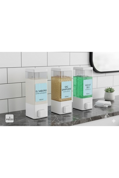 DLN SHOP 3 Pieces Wall Mounted Liquid Soap Dispenser Shampoo Dispenser. Both ...