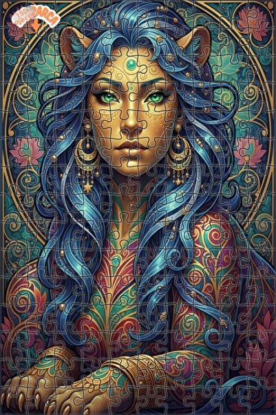 Esranın Dünyası Mysterious Lion Woman Oil Painting Lookalike Double-Layer Fra...