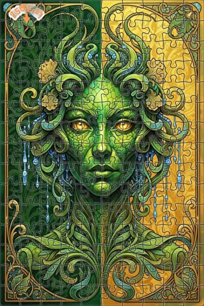 Esranın Dünyası Green Woman's Eyes of Nature Oil Painting Lookalike Double-La...