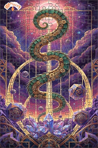 Esranın Dünyası Mechanical Dragon Oil Painting Double-Deck Framed Wooden Puzz...