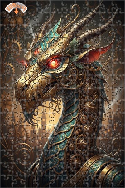 Esranın Dünyası Steam Dragon Art Double Layer Framed Wooden Puzzle 150 Pieces...