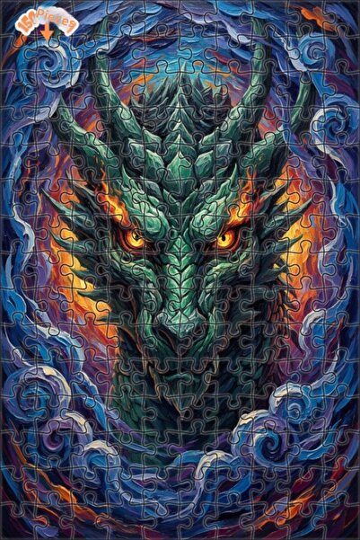 Esranın Dünyası Fire-Breathing Dragon Oil Painting Lookalike Double-Layer Fra...