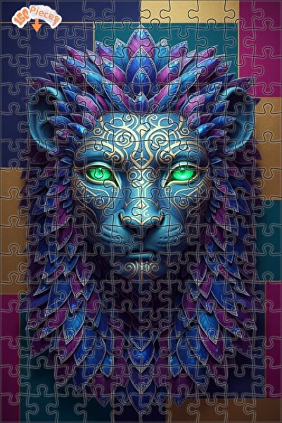Esranın Dünyası Mysterious Lion Artwork Double-Layer Framed Wooden Puzzle 150...