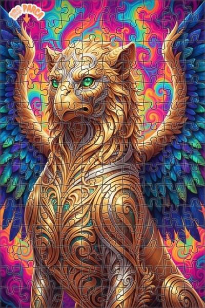 Esranın Dünyası Majestic Winged Mythical Creature Oil Painting Double-Deck Fr...