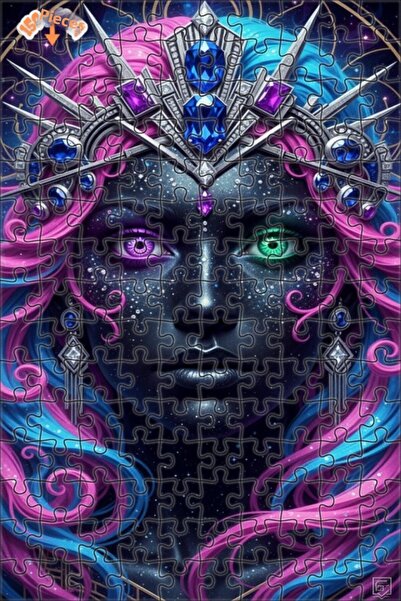 Esranın Dünyası Galactic Queen Oil Painting Look Double Layer Framed Wooden P...